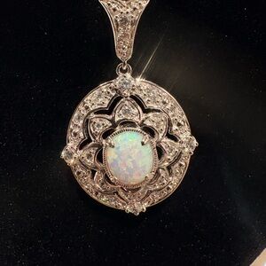 Art Deco Style .925 Opal Necklace